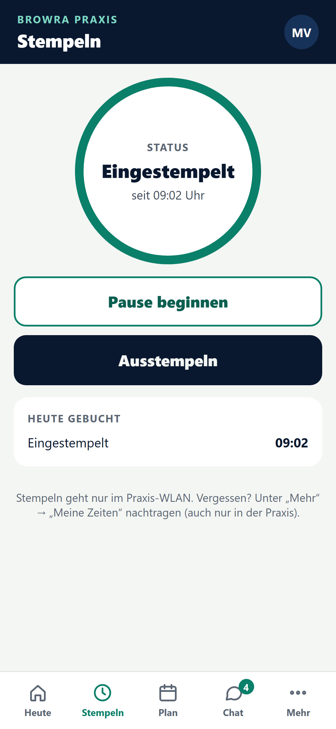 Stempeln per App
